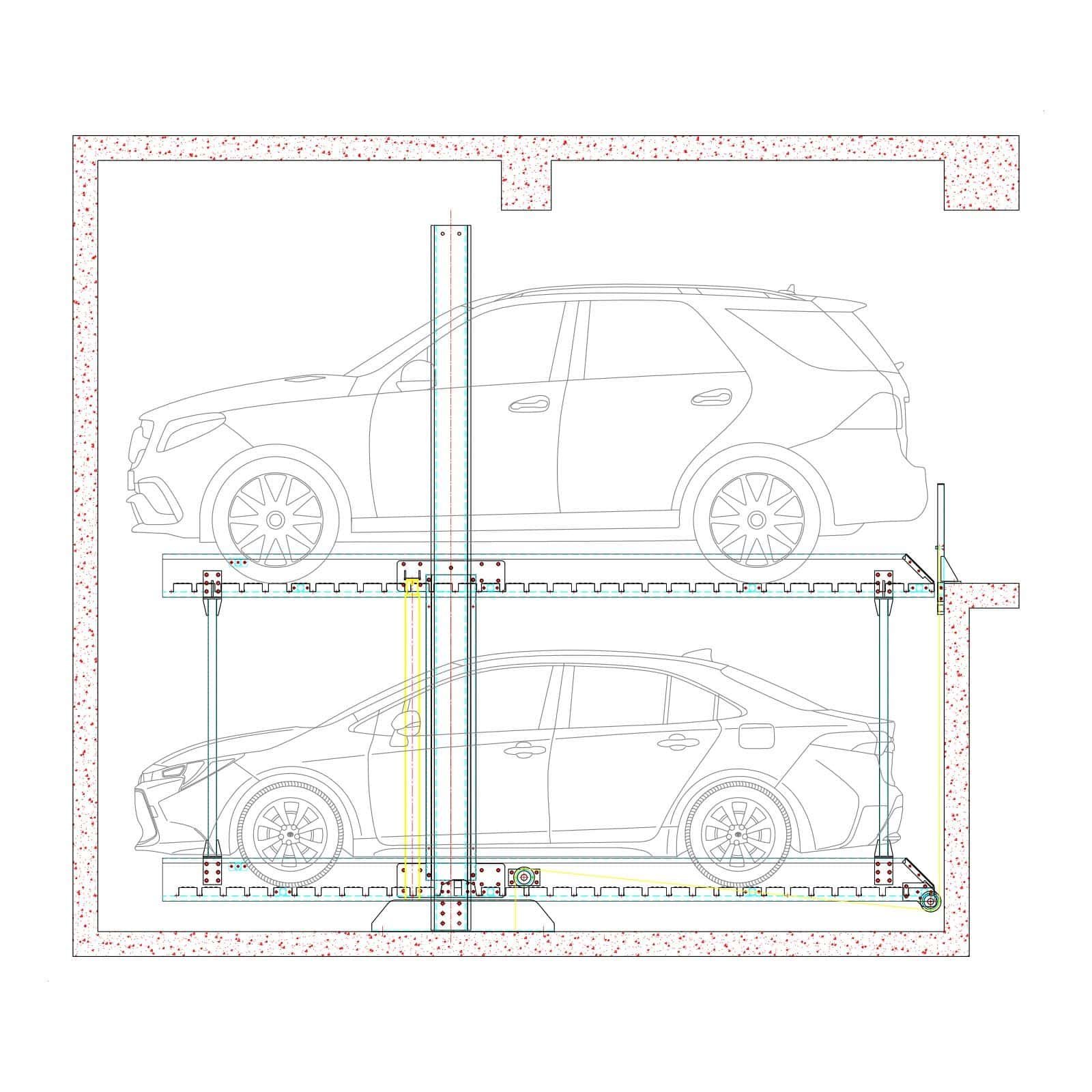 2 Level Hydraulic Pit Stack Parking System
