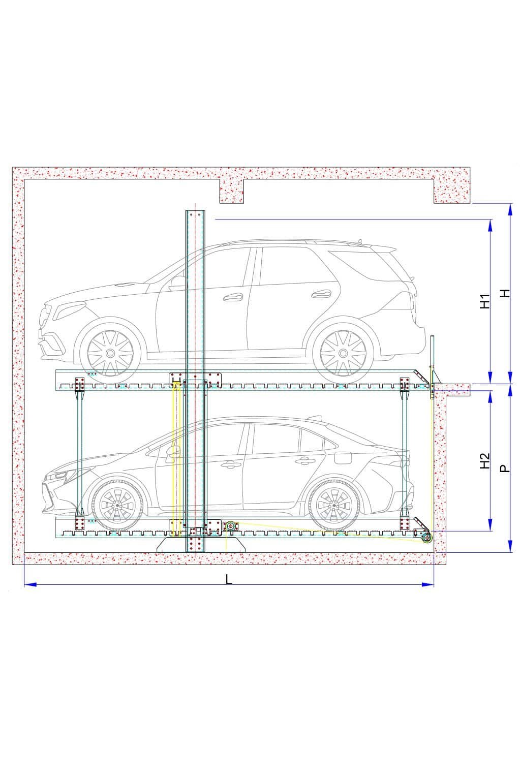 2 Level Hydraulic Stack Parking System HSG1 installation
