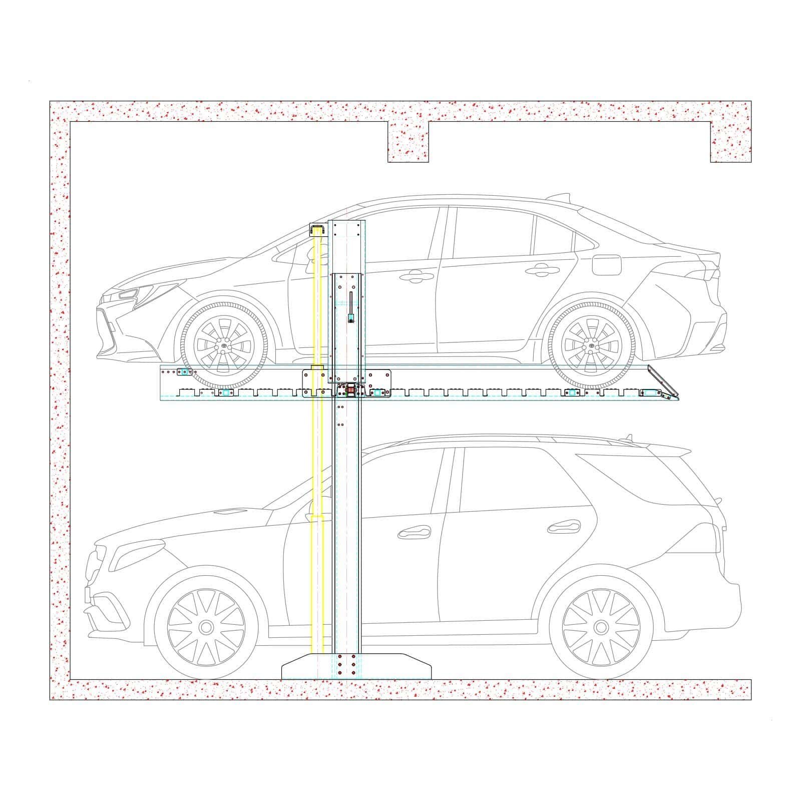 2 Level Hydraulic Stack Parking System