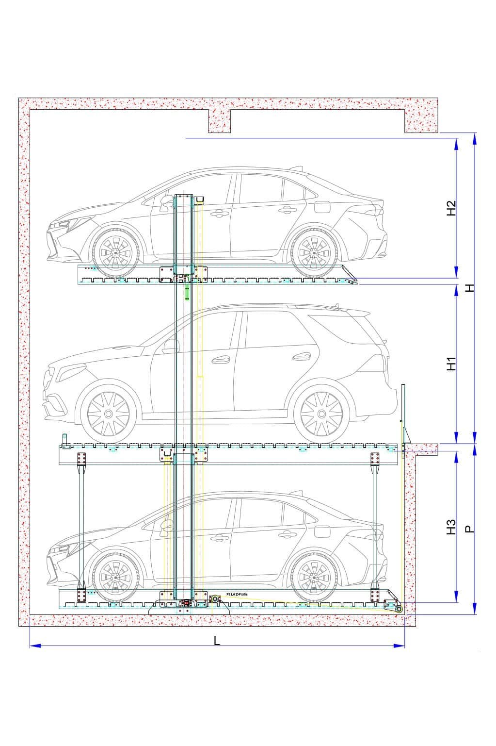 2 Level Hydraulic Stack Parking System HSG1 installation