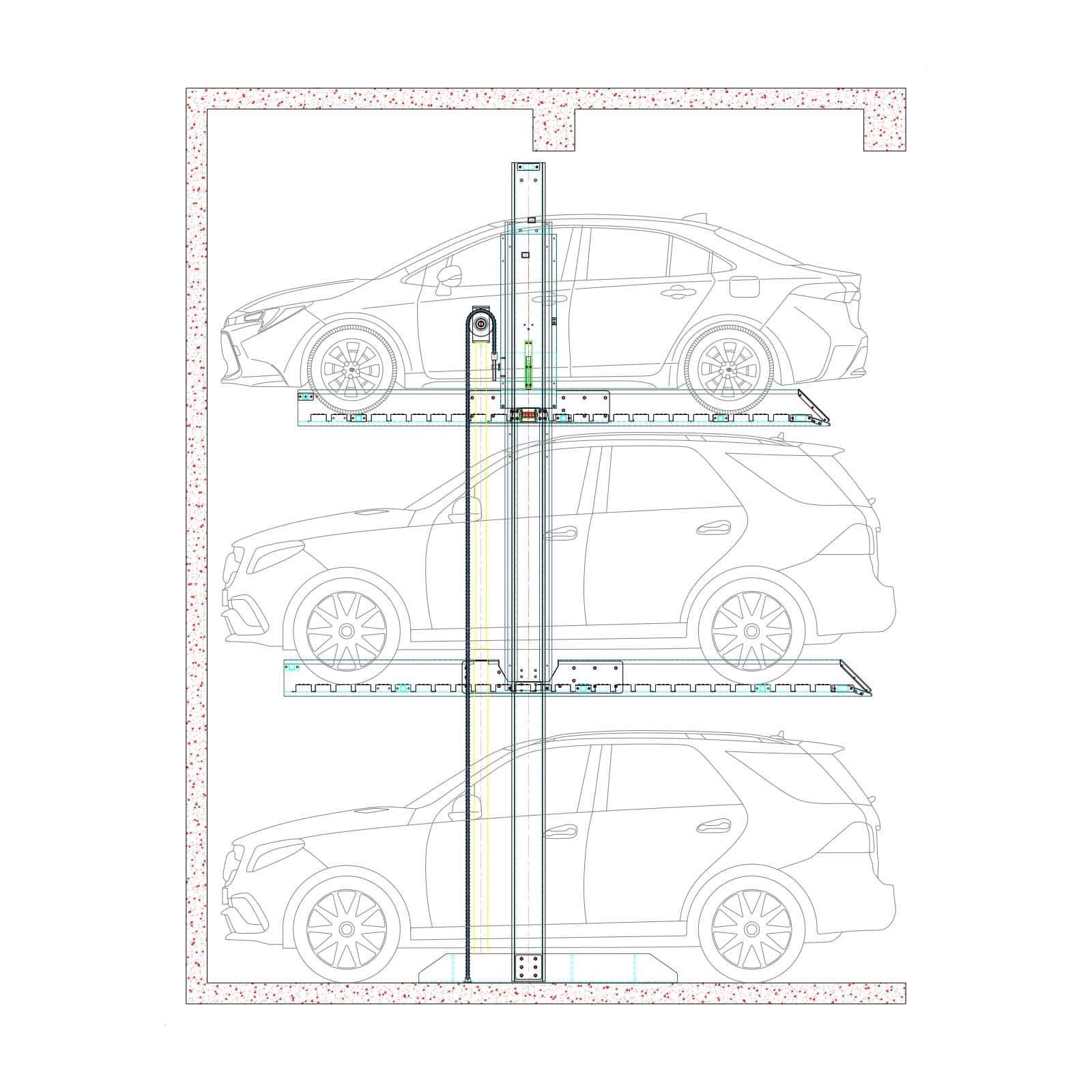 3 Level Hydraulic Stack Parking System