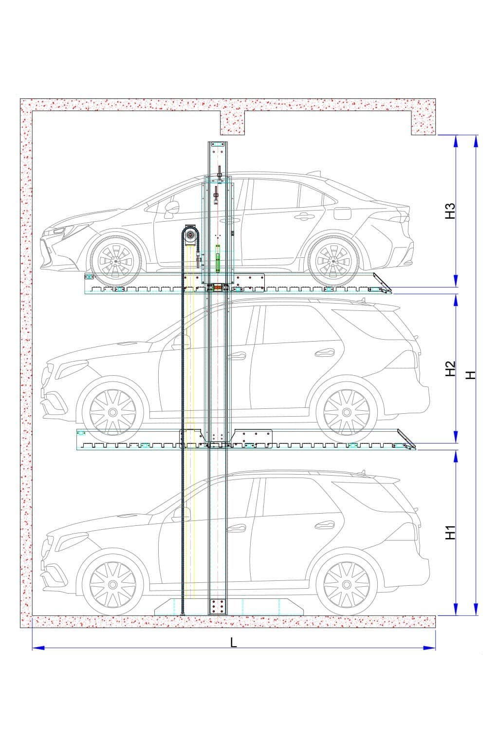 2 Level Hydraulic Stack Parking System HSG1 installation