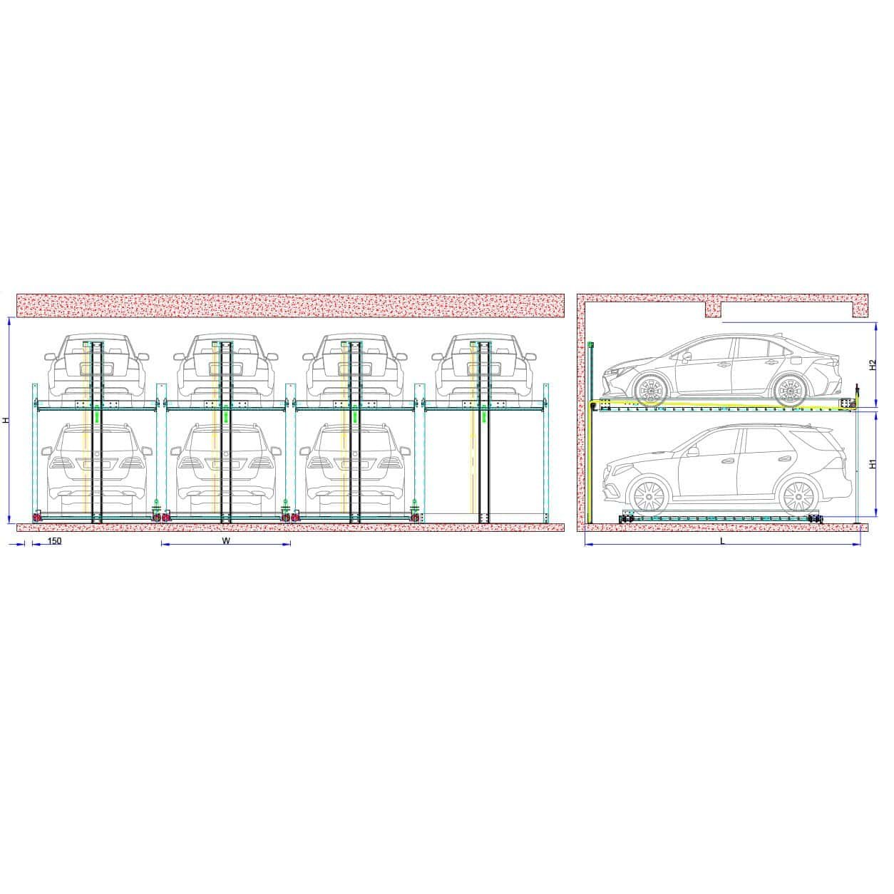 2 Level Hydraulic Stack Parking System HSG1 installation