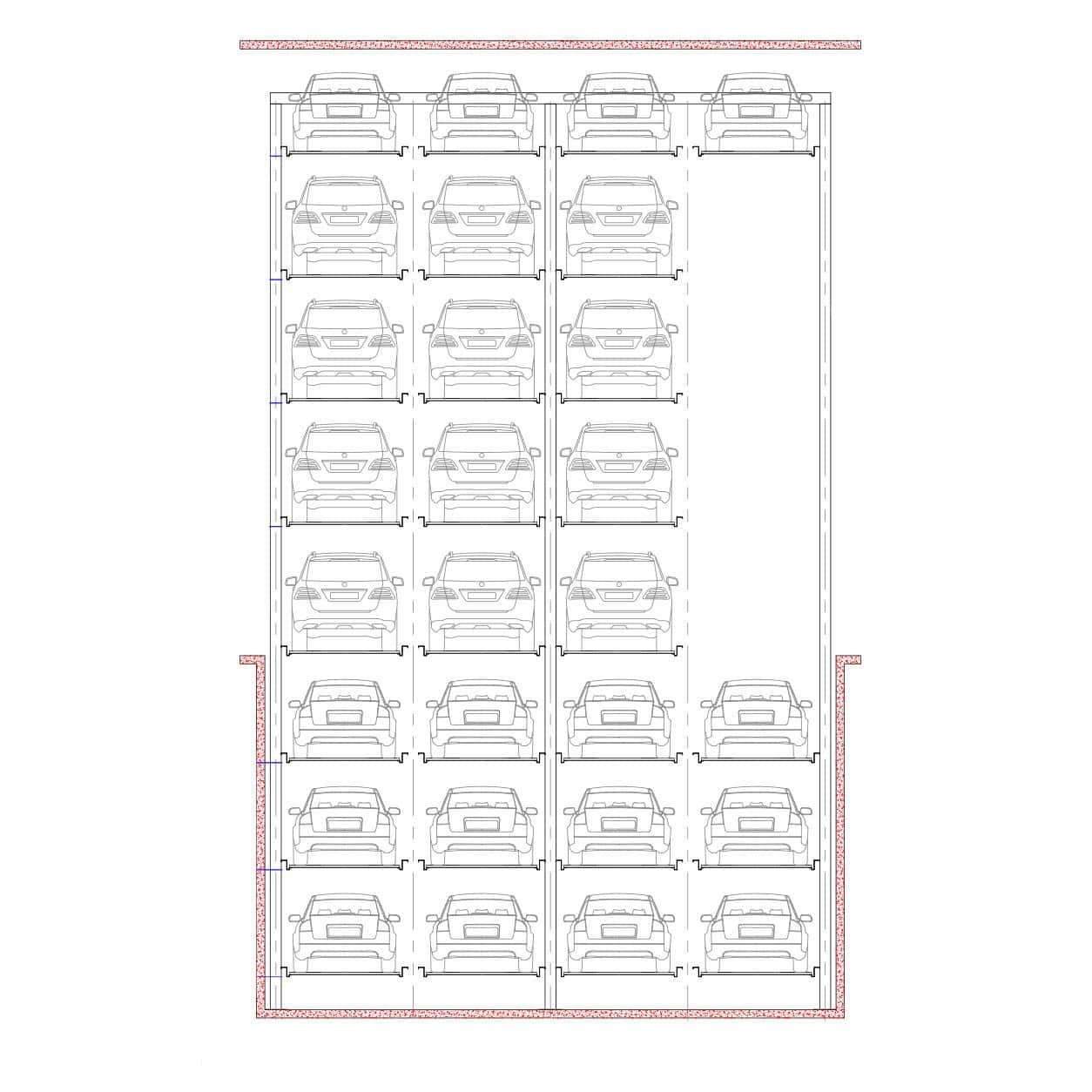 2 Level Hydraulic Pit Stack Parking System