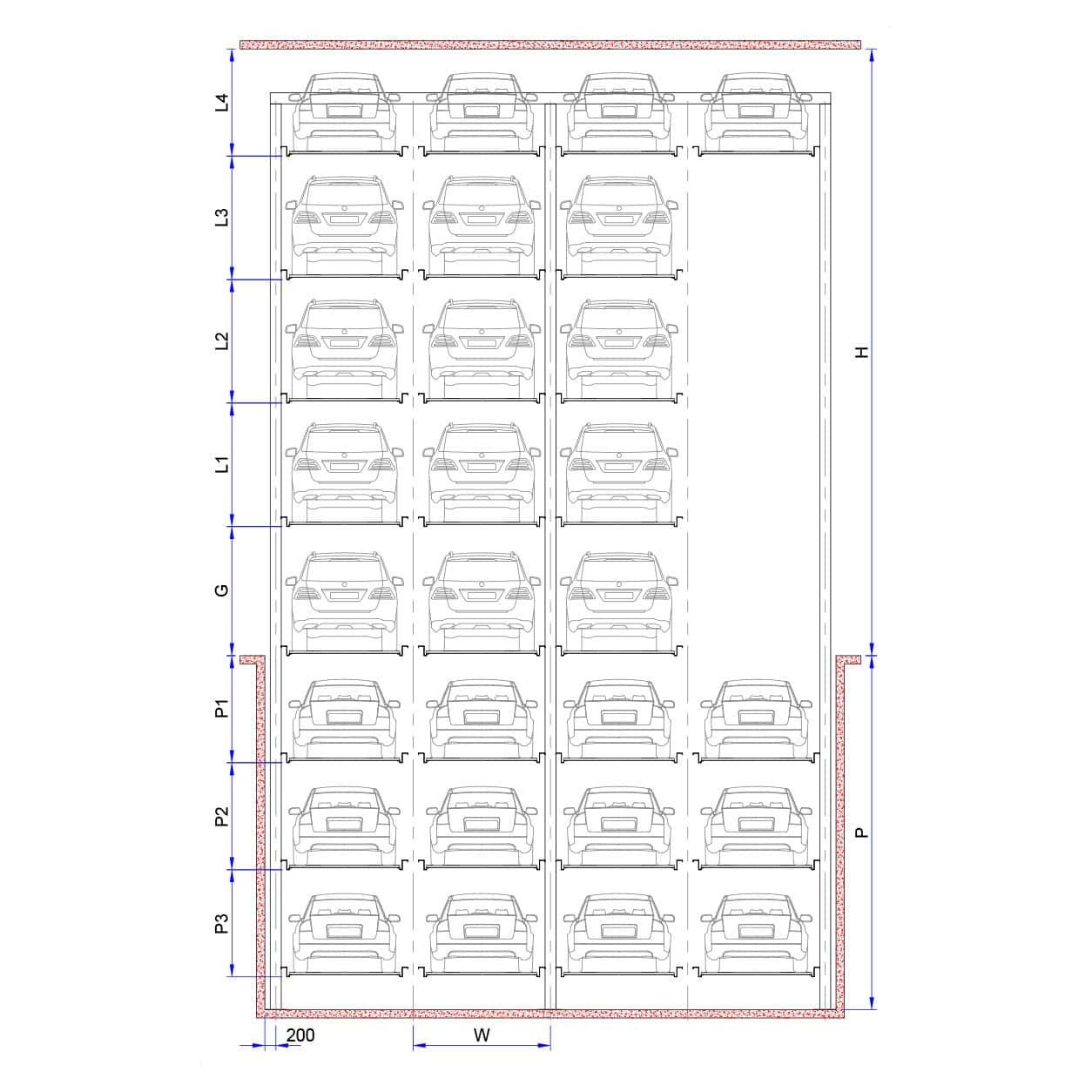 2 Level Hydraulic Stack Parking System HSG1 installation